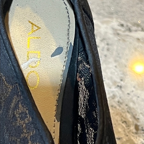 ALDO Aldo Black Lace Peep-Toe Heels Size 7.5M - Picture 9 of 9